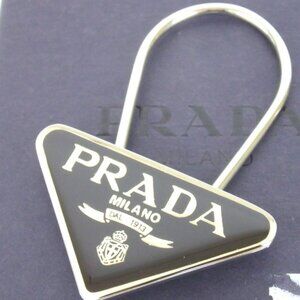 Authentic PRADA Logo plate key ring metal [Used]